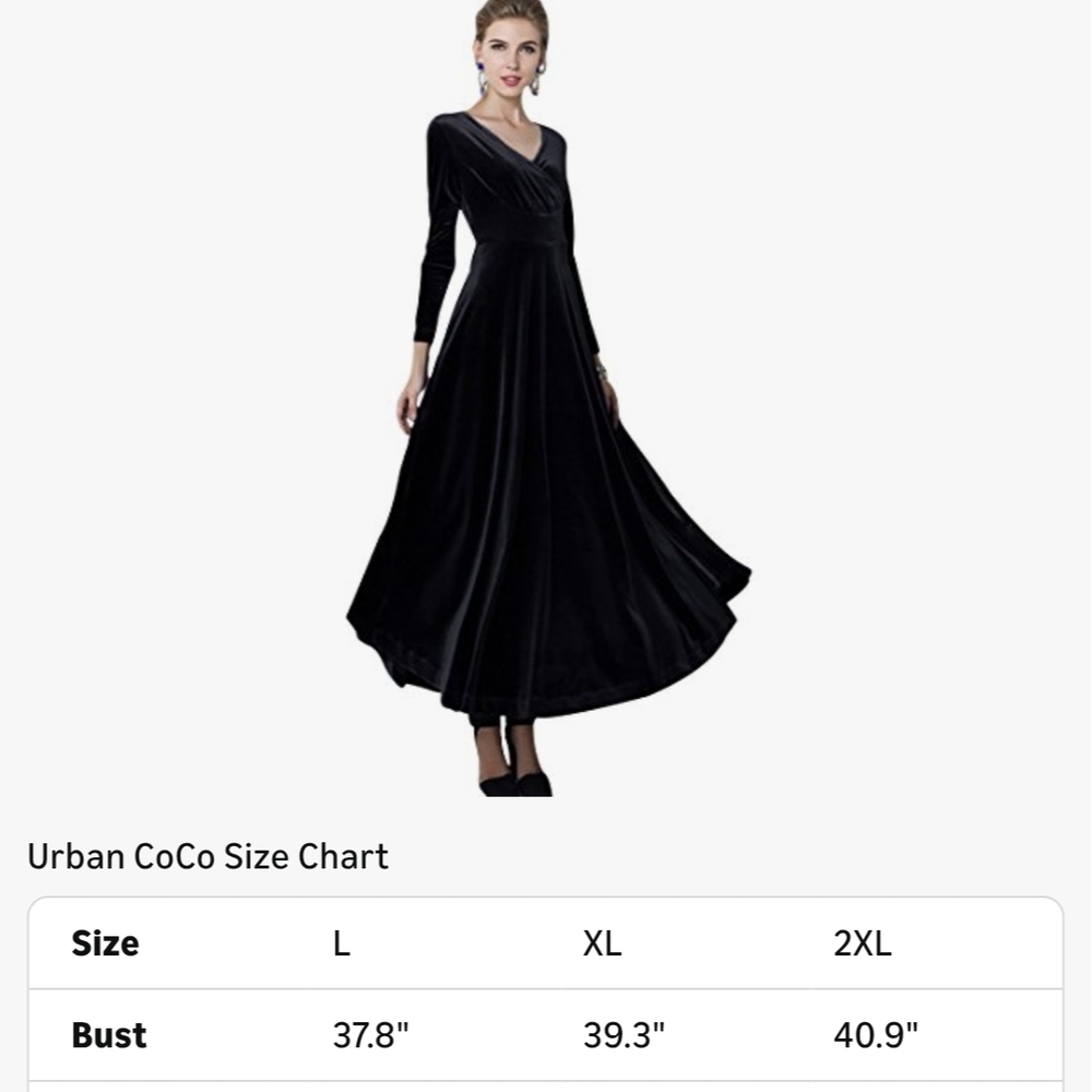 Urban CoCo Elegant Black Long Sleeve Dress